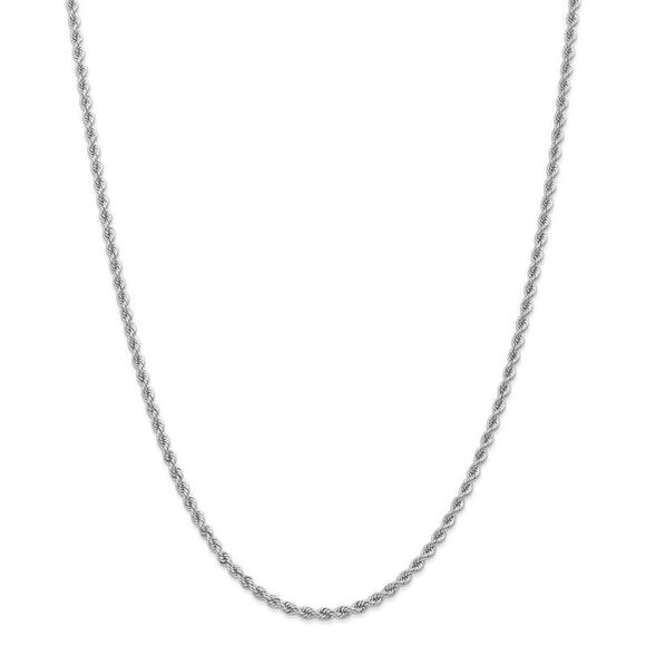 2.75mm, 14k White Gold, Handmade Solid Rope Chain Necklace, 22 Inch - Picture 3 of 8